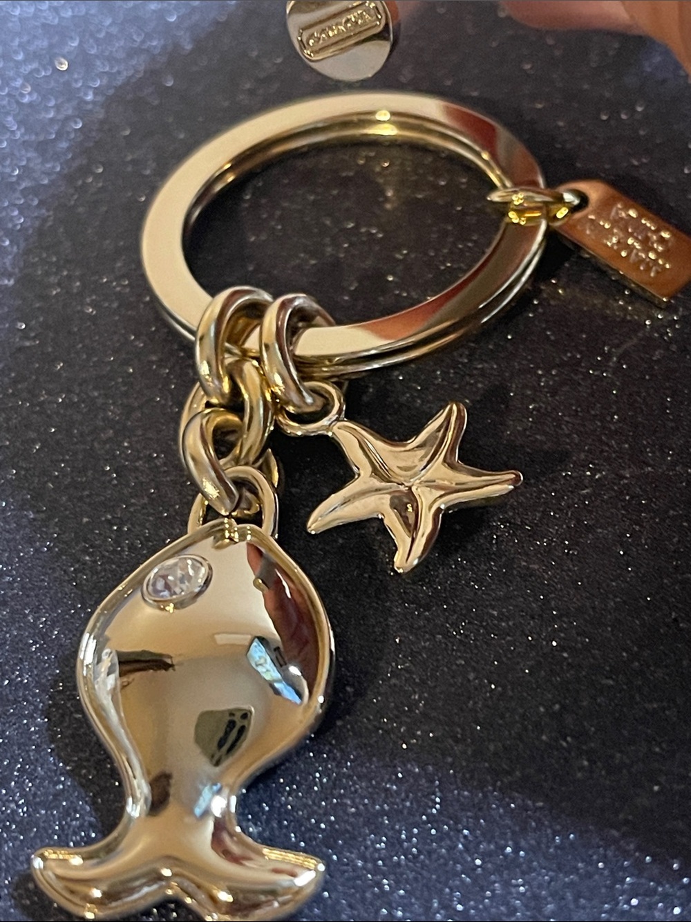 Coach Gold Fish Charm Keychain with Star Accent and Coach Pen - Picture 5 of 6